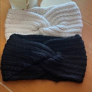 Knit Headbands in Black and Cream